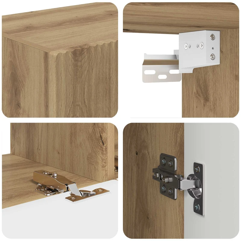 Meuble TV mural moderne organisé gain de place 98 x 31 x 29,5 cm en chêne artisanal 02_0056216