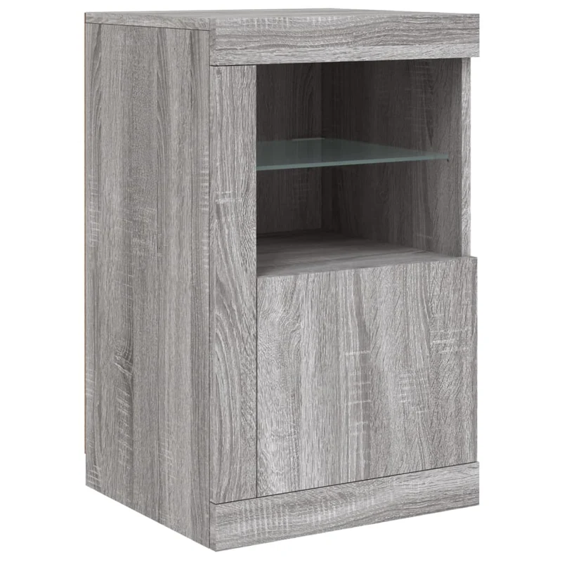 Buffet bahut commode armoire meuble de rangement organisateur cuisine salle de séjour salon avec lumières LED sonoma 123 x 37 x 67 cm gris 02_0030051