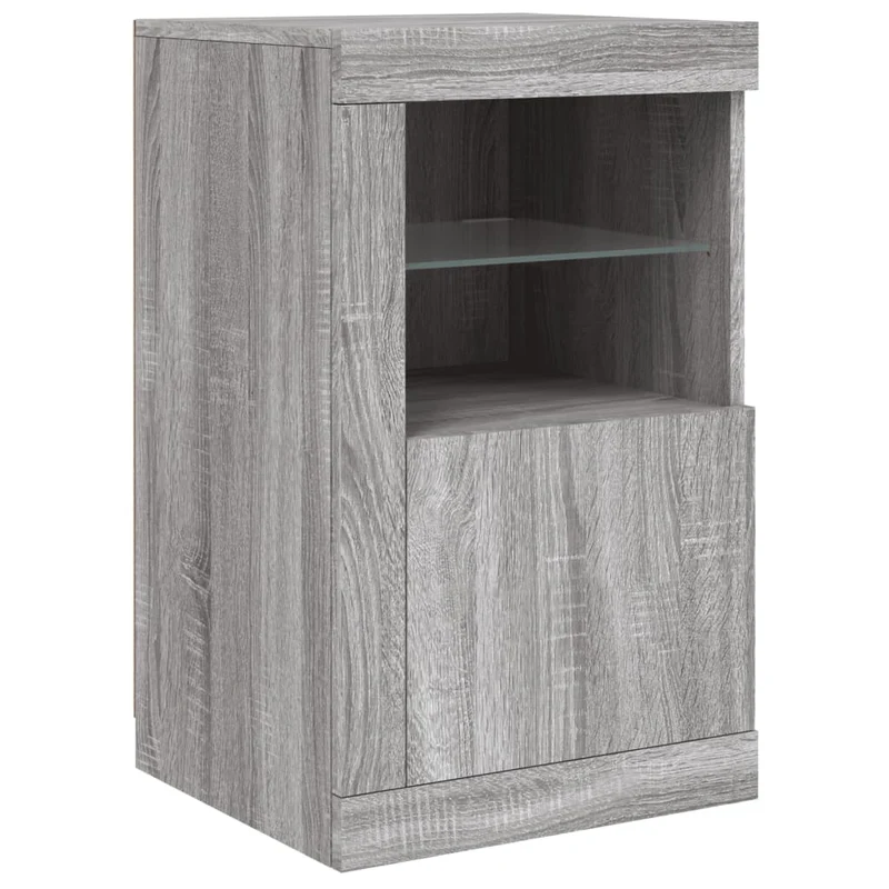 Buffet bahut commode armoire meuble de rangement organisateur cuisine salle de séjour salon avec lumières LED sonoma 142,5 x 37 x 67 cm gris 02_0030052