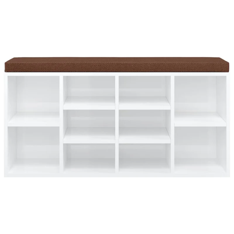 Banc banquette à chaussures 103 x 30 x 48 cm bois d'ingénierie blanc brillant 02_0010934