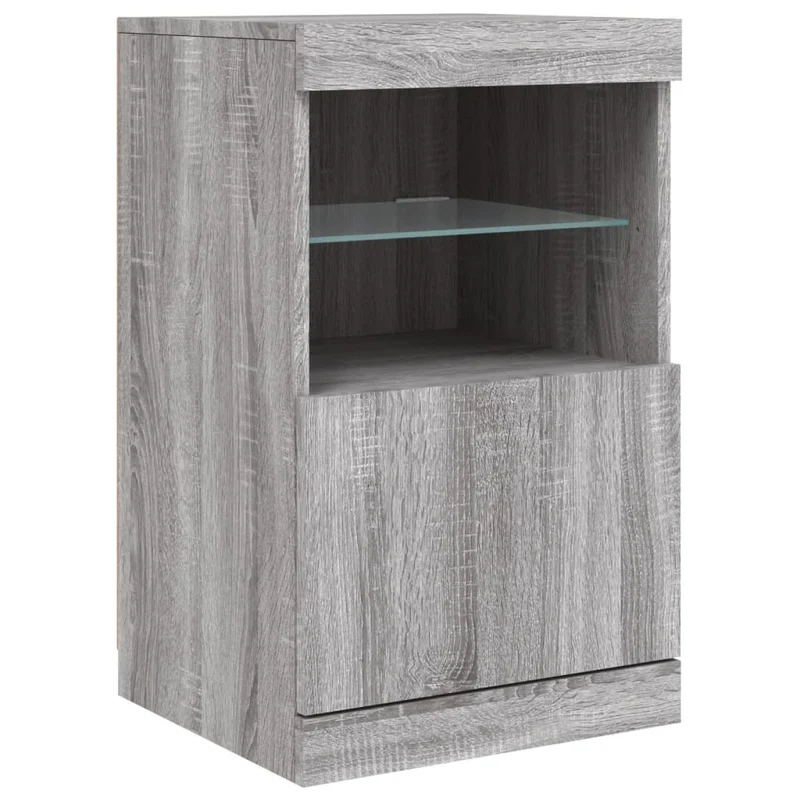Buffet bahut commode armoire meuble de rangement organisateur cuisine salle de séjour salon avec lumières LED sonoma 123 x 37 x 67 cm gris 02_0030050