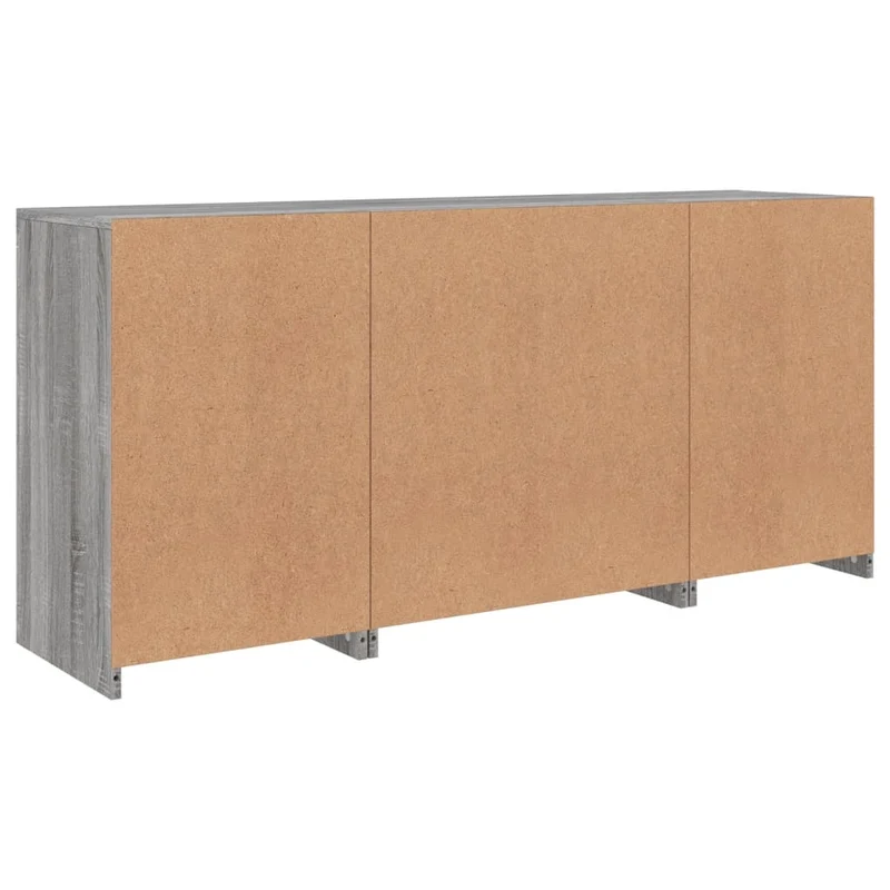 Buffet bahut commode armoire meuble de rangement organisateur cuisine salle de séjour salon avec lumières LED sonoma 142,5 x 37 x 67 cm gris 02_0030053