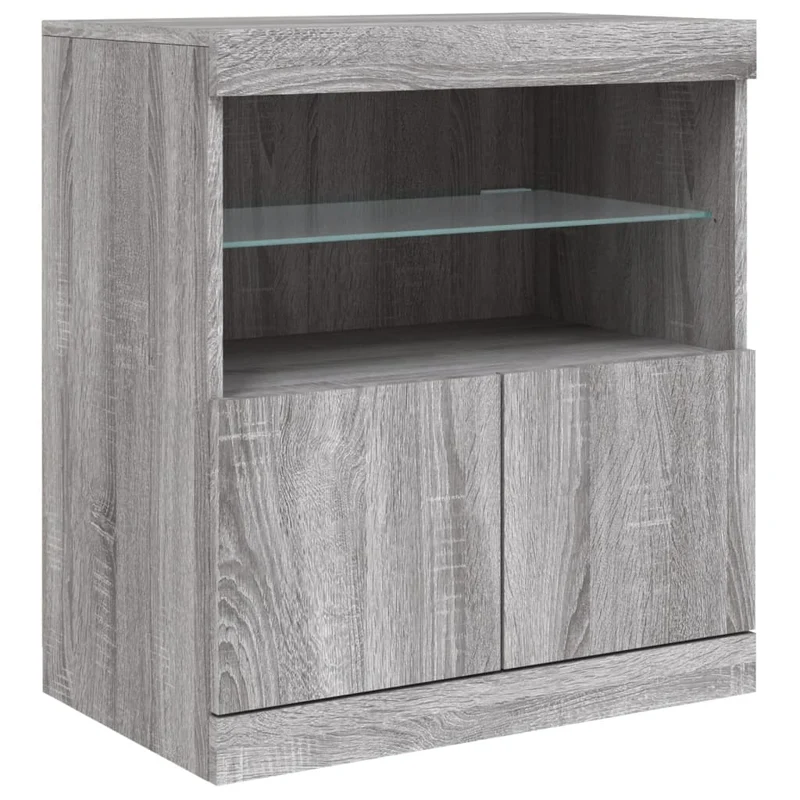 Buffet bahut commode armoire meuble de rangement organisateur cuisine salle de séjour salon avec lumières LED sonoma 142,5 x 37 x 67 cm gris 02_0030053