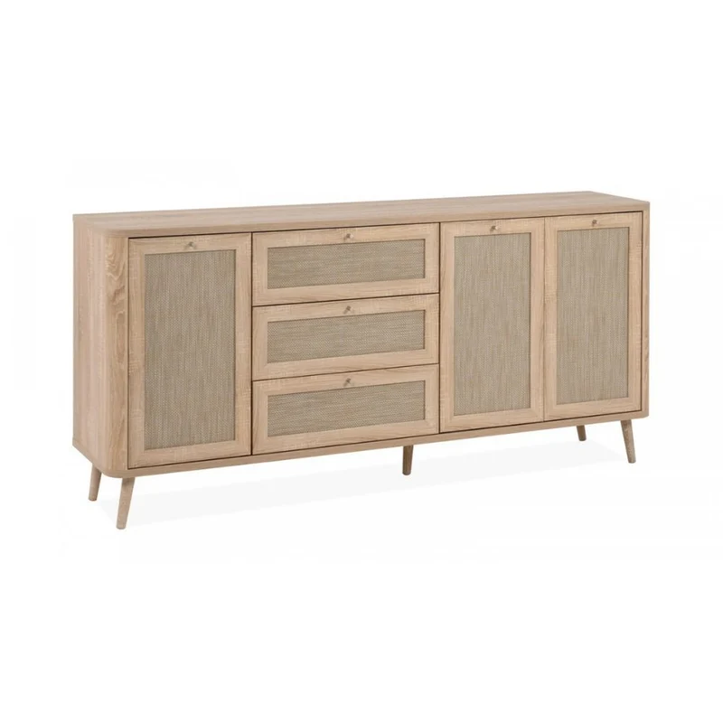 Madia rovere sonoma da 175 cm con 3 cassetti e 3 ante effetto rafia - KUTA51A
