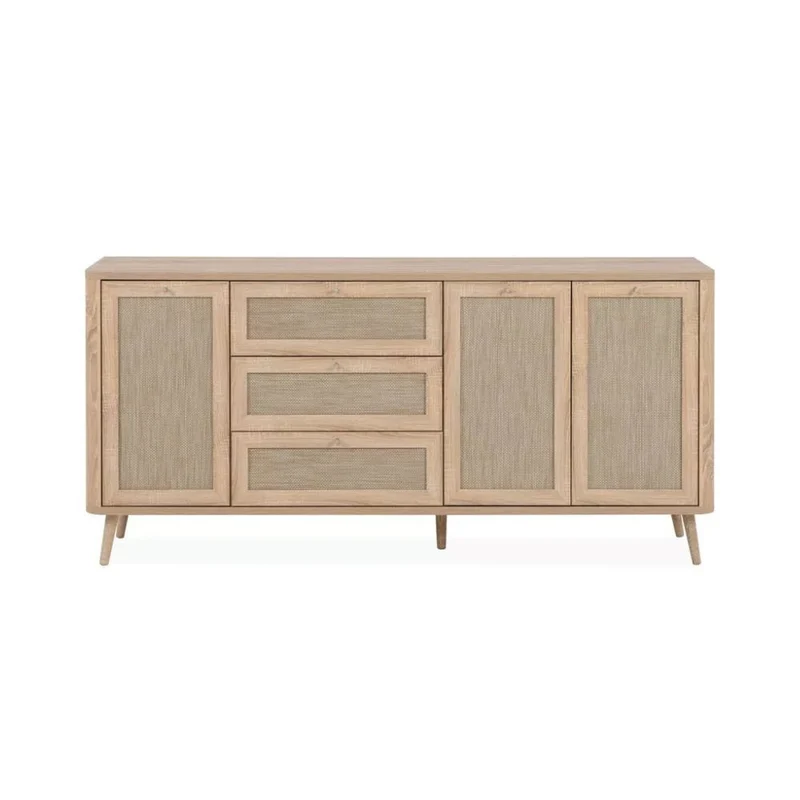 Madia rovere sonoma da 175 cm con 3 cassetti e 3 ante effetto rafia - KUTA51A