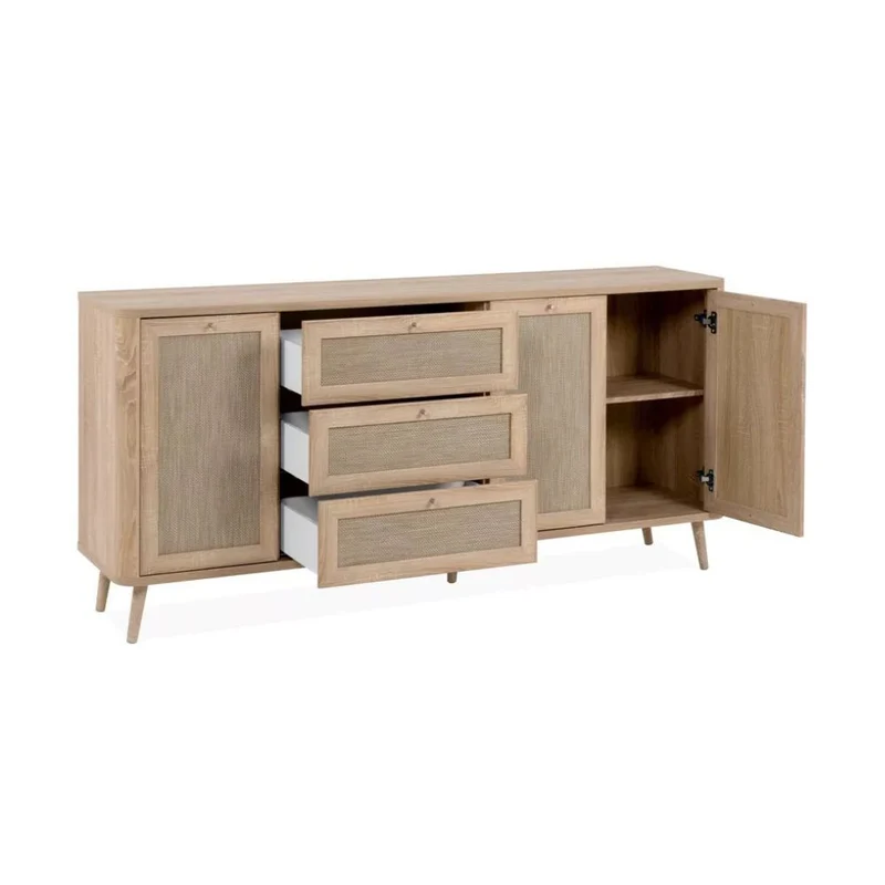 Madia rovere sonoma da 175 cm con 3 cassetti e 3 ante effetto rafia - KUTA51A