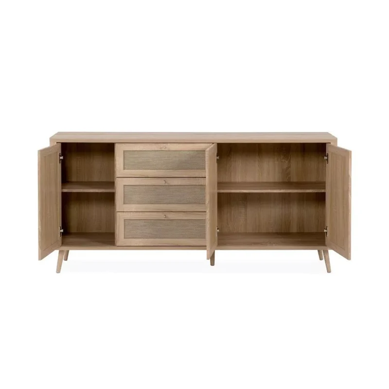 Madia rovere sonoma da 175 cm con 3 cassetti e 3 ante effetto rafia - KUTA51A