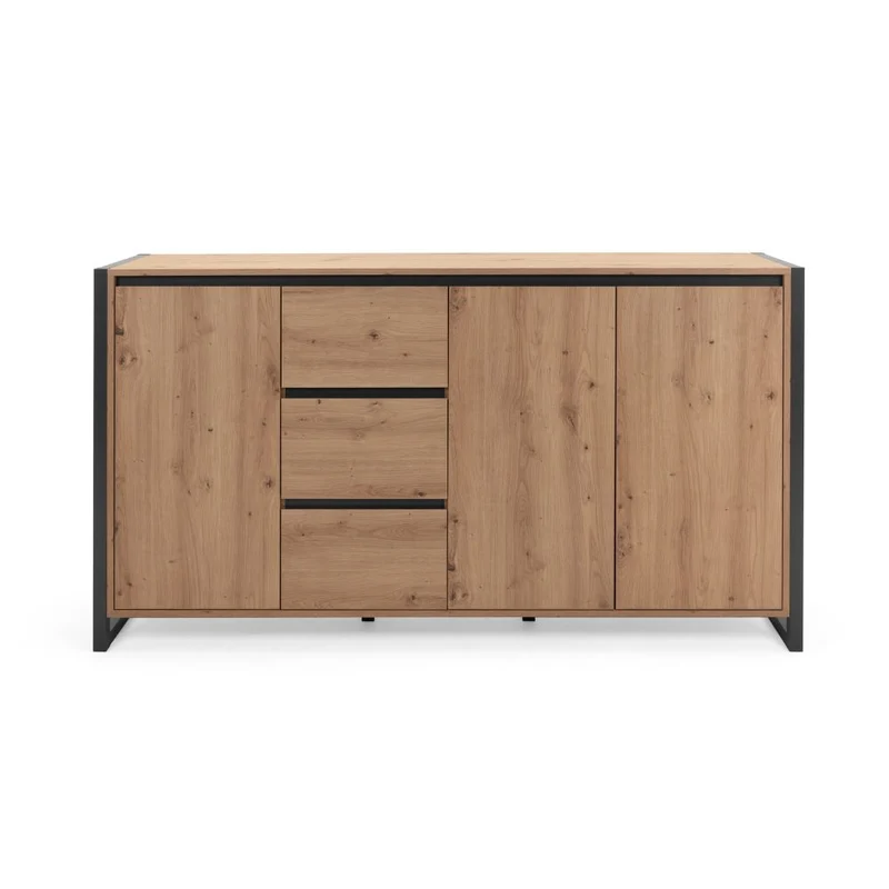 Madia 160 cm con ante e cassetti colore quercia e antracite - Denver 3
