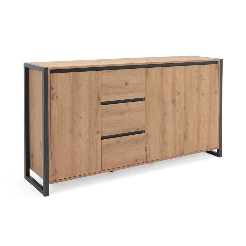 Madia 160 cm con ante e cassetti colore quercia e antracite - Denver 3