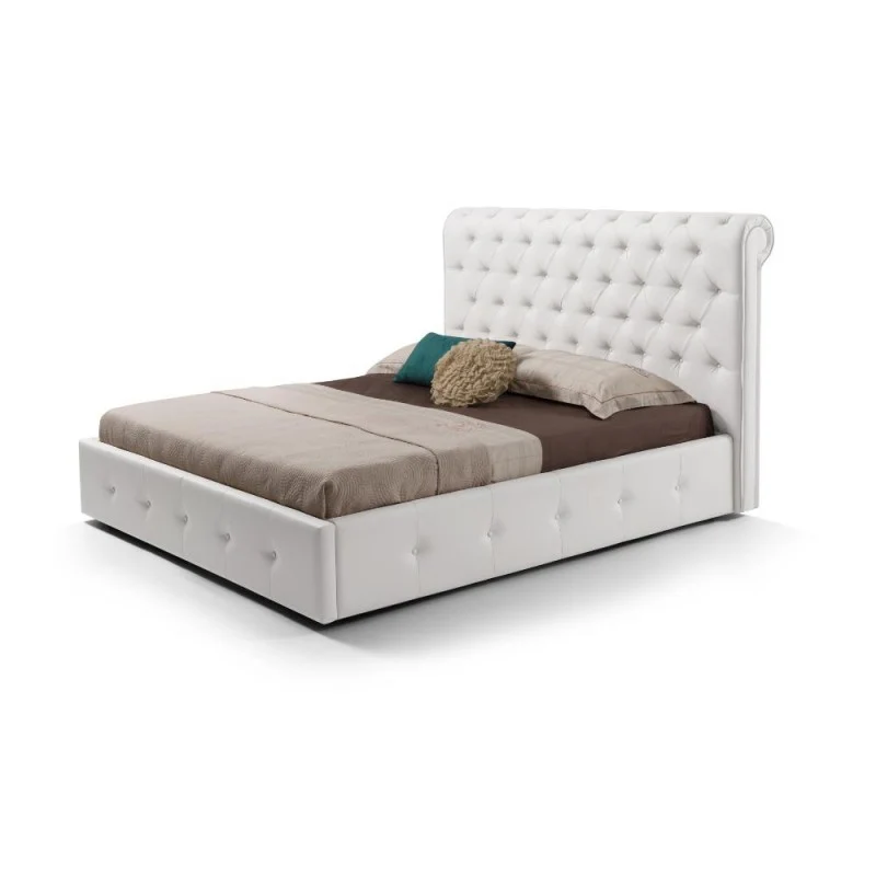 Letto matrimoniale 180x220 cm con contenitore colore bianco - Peninsula