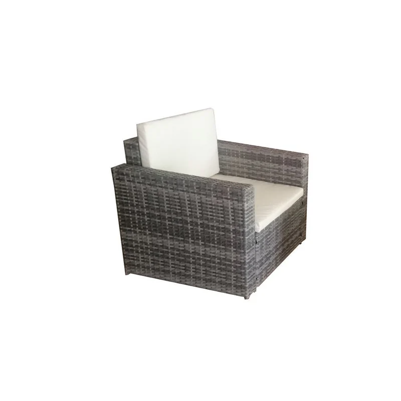 Salotto da giardino con divano poltrone e tavolino in rattan grigio - WRS066G