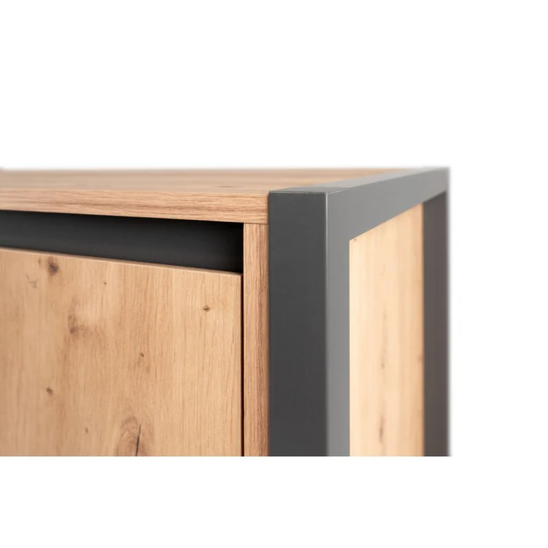 Credenza 120x140h cm con ante e cassetti colore quercia e antracite - Denver 51