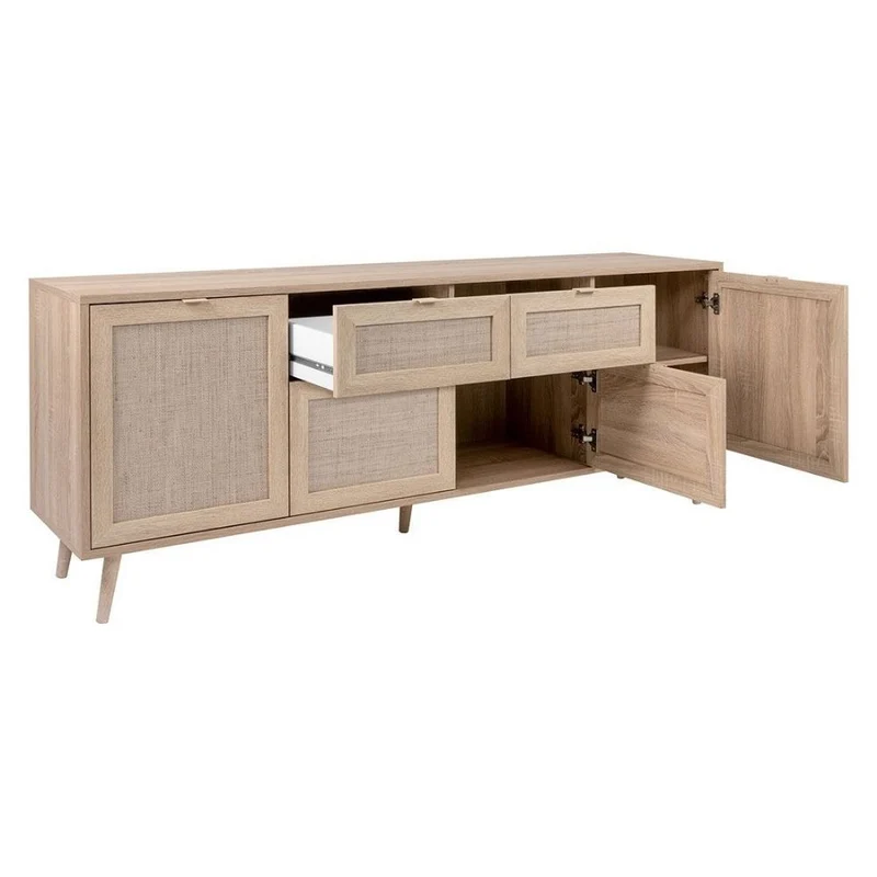 Madia a 4 ante e 2 cassetti 180x70h cm colore effetto vimini - Bali 51B