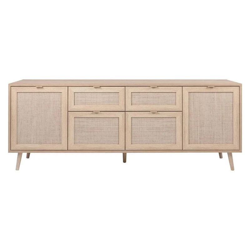 Madia a 4 ante e 2 cassetti 180x70h cm colore effetto vimini - Bali 51B