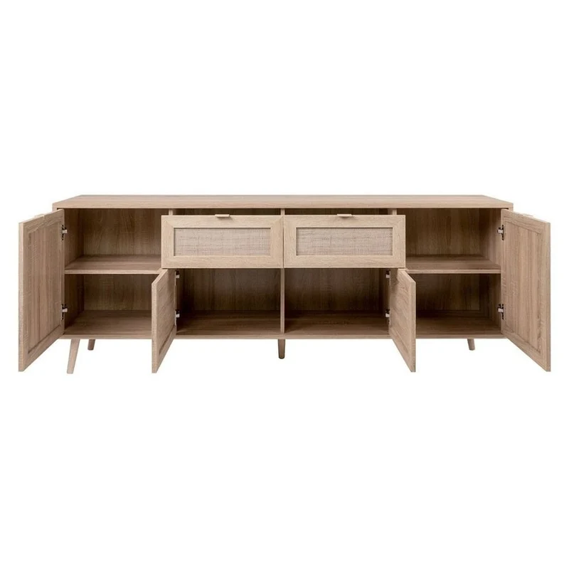 Madia a 4 ante e 2 cassetti 180x70h cm colore effetto vimini - Bali 51B