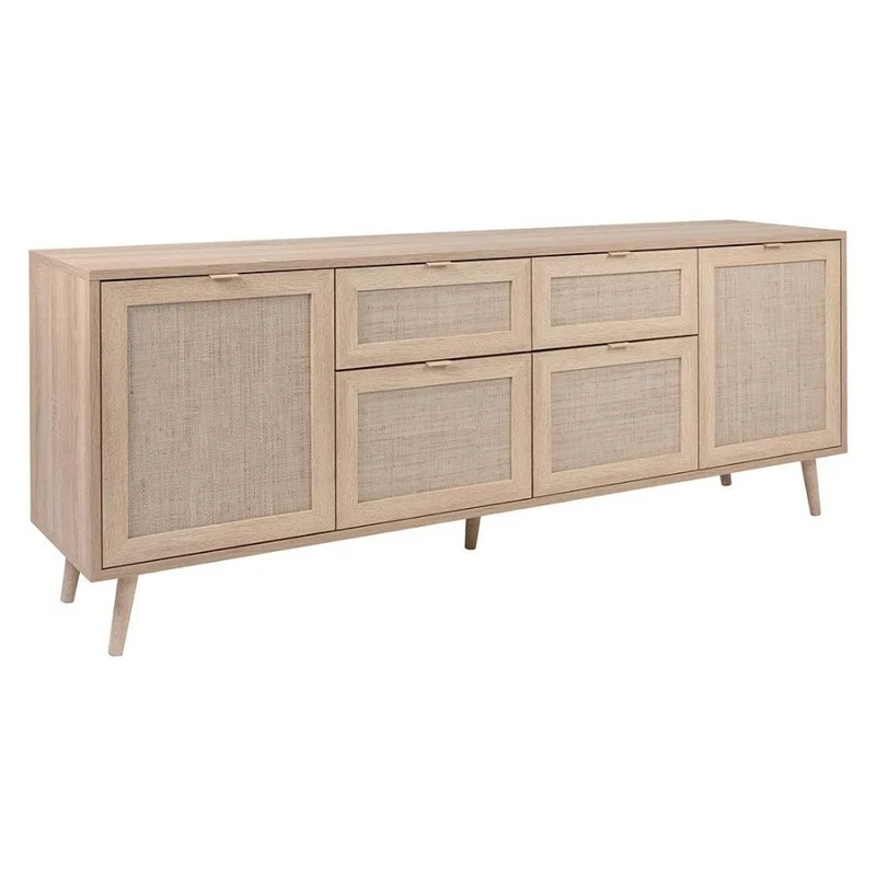 Madia a 4 ante e 2 cassetti 180x70h cm colore effetto vimini - Bali 51B