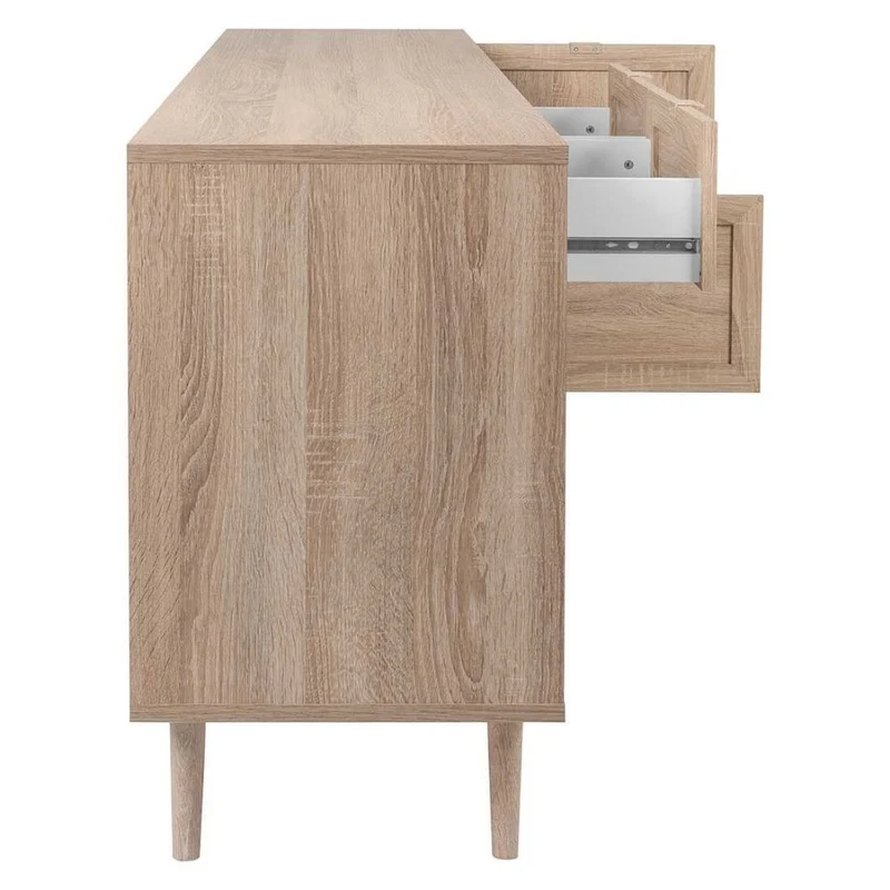 Madia a 4 ante e 2 cassetti 180x70h cm colore effetto vimini - Bali 51B