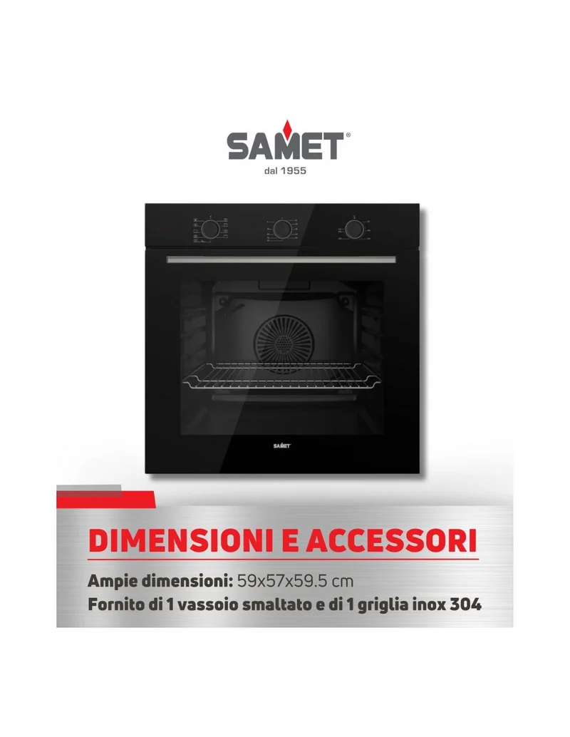 Forno multifunzione nero con friggitrice ad aria classe A - Samet Pales