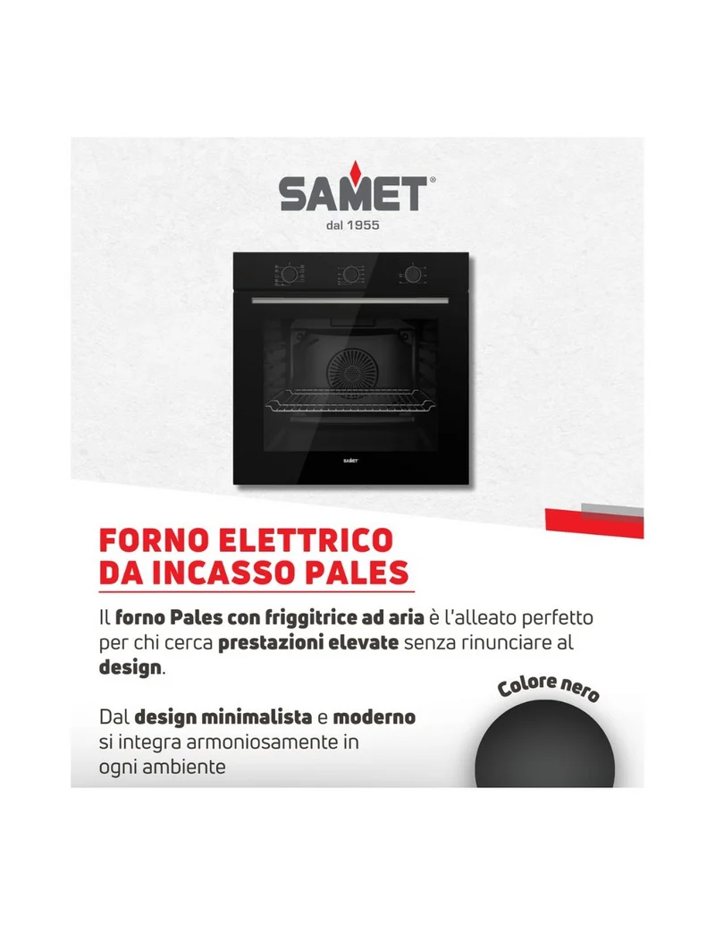 Forno multifunzione nero con friggitrice ad aria classe A - Samet Pales