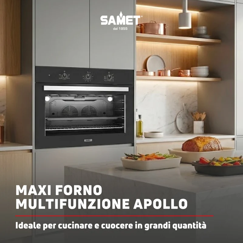Maxi forno capacità 100 litri colore nero 90 cm - Samet Apollo
