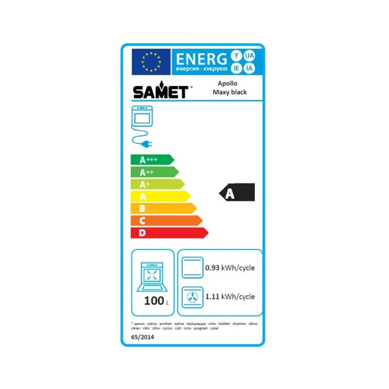 Maxi forno capacità 100 litri colore nero 90 cm - Samet Apollo