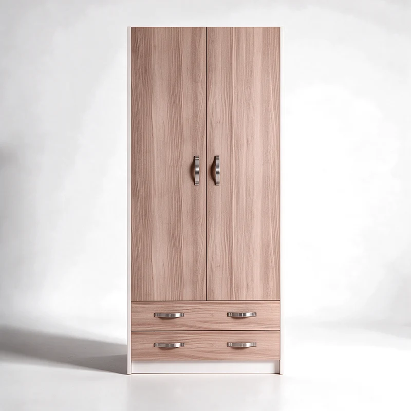 Armadio con 2 ante e 2 cassetti colore olmo 91x210H cm