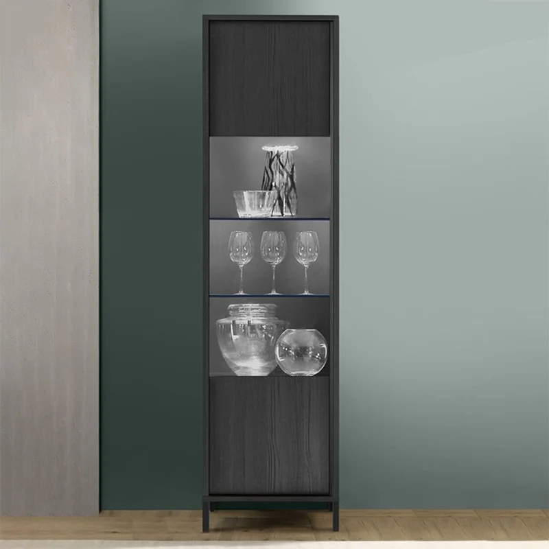 Vetrina con anta colore nero frassinato 55x203H cm - Giugi
