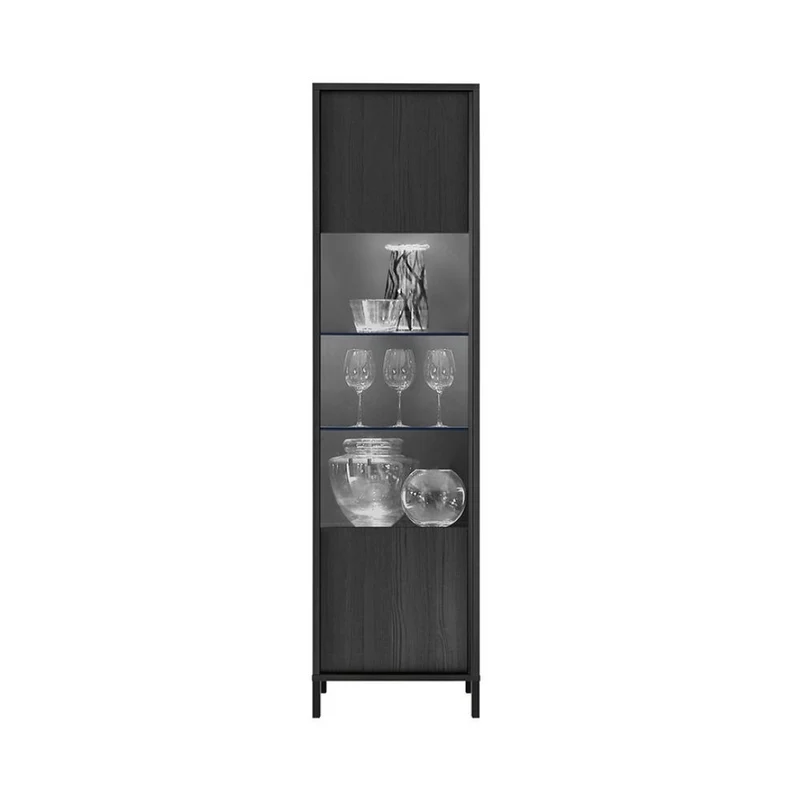 Vetrina con anta colore nero frassinato 55x203H cm - Giugi