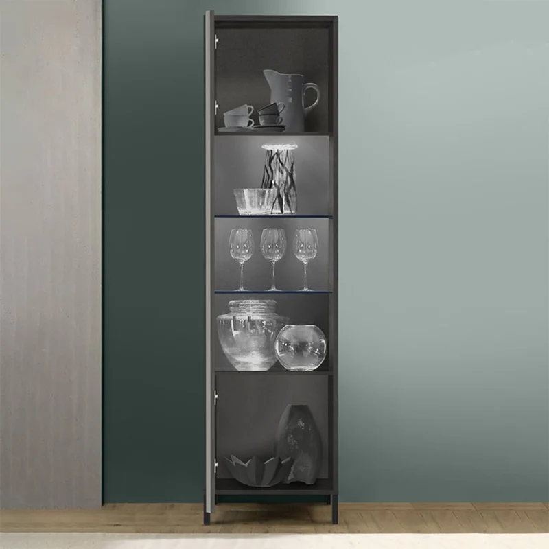 Vetrina con anta colore nero frassinato 55x203H cm - Giugi