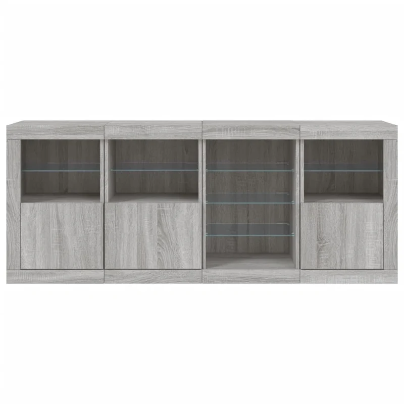 Buffet bahut commode armoire meuble de rangement organisateur cuisine salle de séjour salon avec lumières LED sonoma 164 x 37 x 67 cm gris 02_0030060
