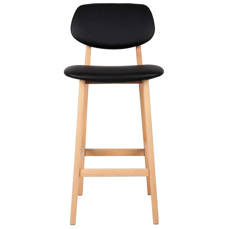 Tabourets de bar en synthétique avec structure en bois set de 2 pièces noir 19_0000449