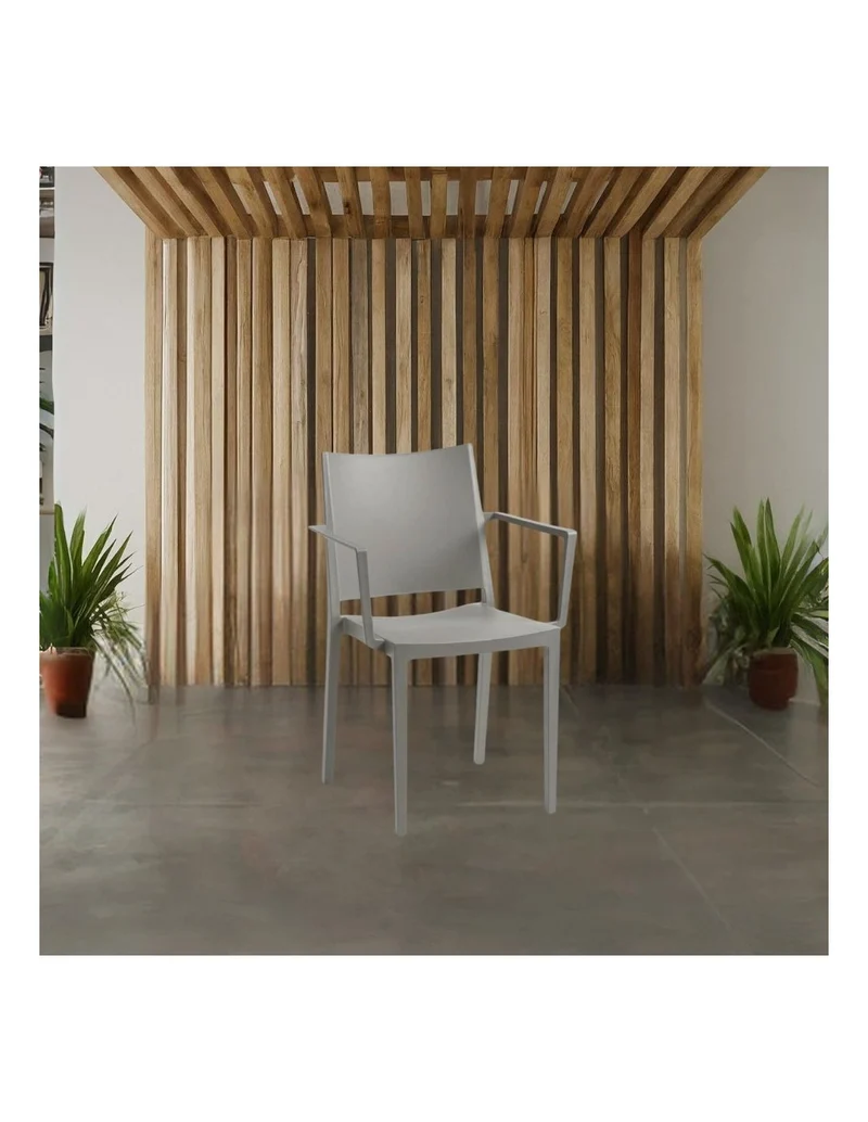 Set 4sedie polipropilene colore grigio per interno o esterno - Mosk