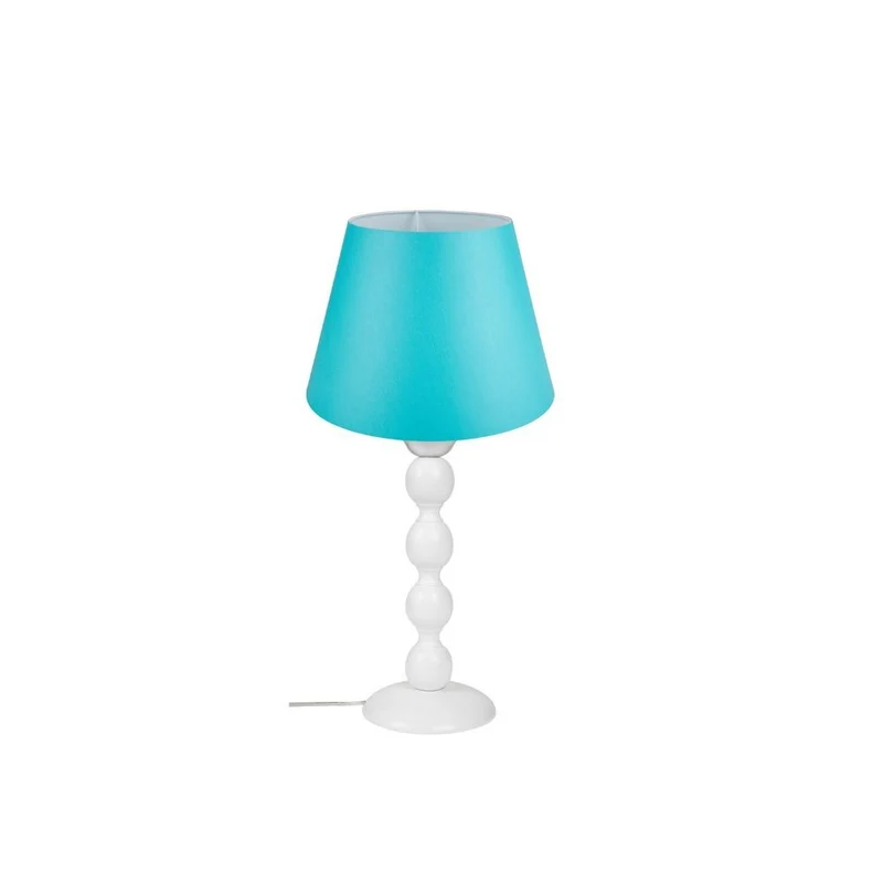 Lampada da tavolo con base bianca e paralume tessuto turchese - LAGUNA H372877