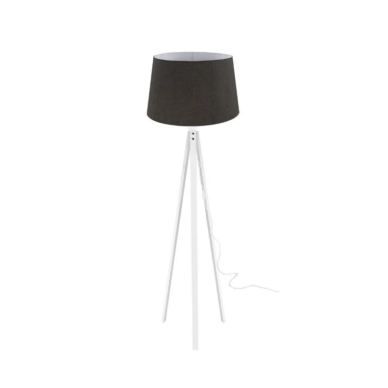 Lampada da terra con treppiede bianco e paralume nero - Tripod DECOBI2660