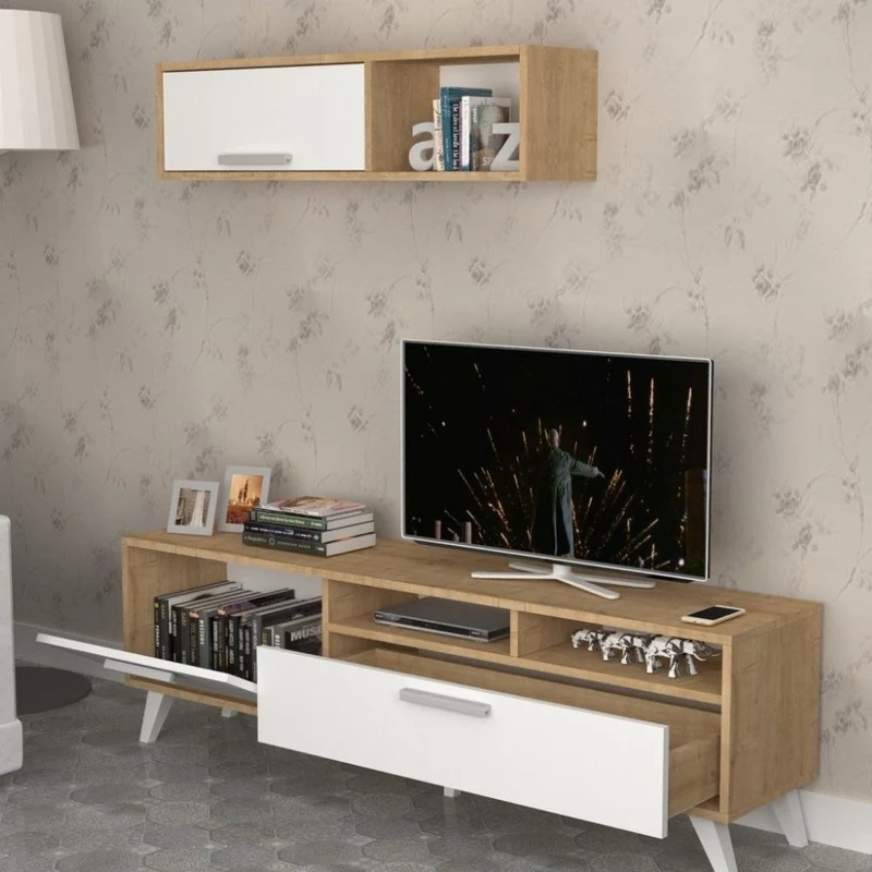 Mobile Porta tv 180cm colore rovere e bianco - Slim D2306TV180M109
