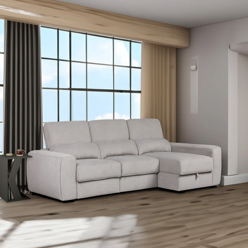 Divano con penisola reversibile e funzione letto colore grigio - Duke