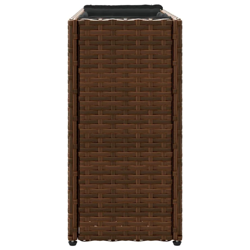 Jardinière bac lit surélevé plantes fleurs terrasse jardin avec 2 pots 90 x 20 x 40 cm résine tressée marron 02_0038084
