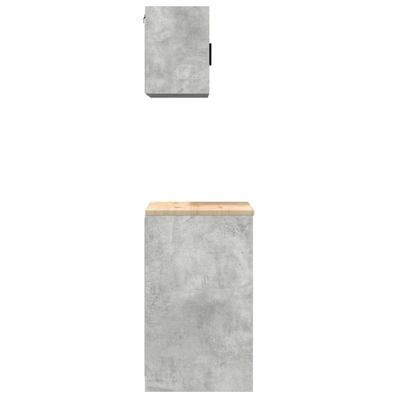 Lot de 2 armoires de garage fonctionnelles avec surface de travail 60 x 51 x 85 cm en bois d'ingénierie gris béton 02_0055795