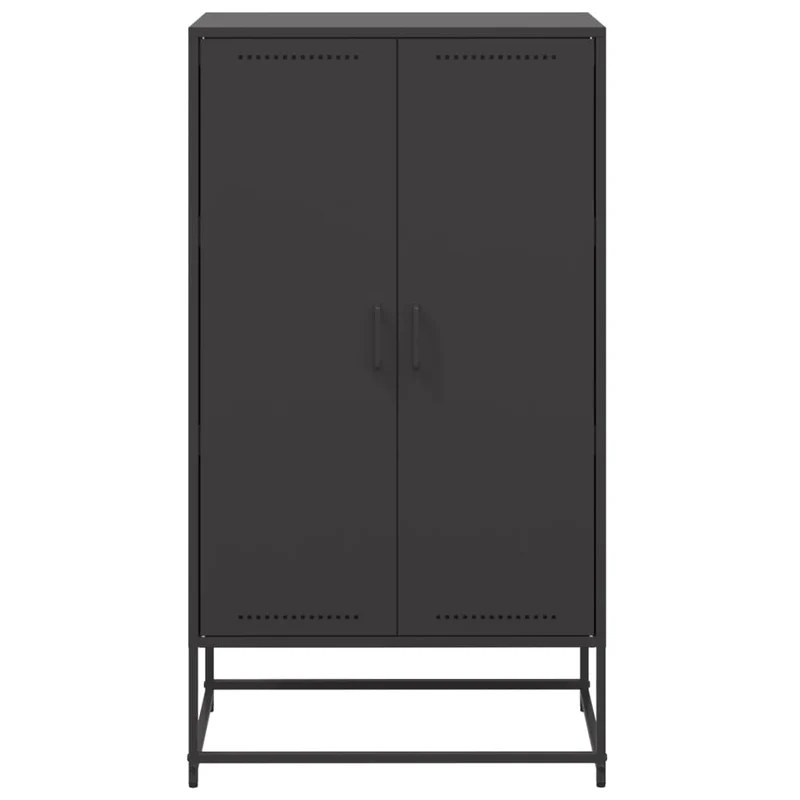 Buffet bahut commode armoire meuble de rangement organisateur cuisine salle de séjour salon haut 68,5 x 38,5 x 123,5 cm acier noir 02_0034958