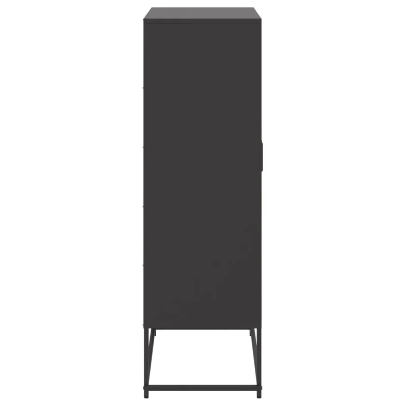 Buffet bahut commode armoire meuble de rangement organisateur cuisine salle de séjour salon haut 68,5 x 38,5 x 123,5 cm acier noir 02_0034958