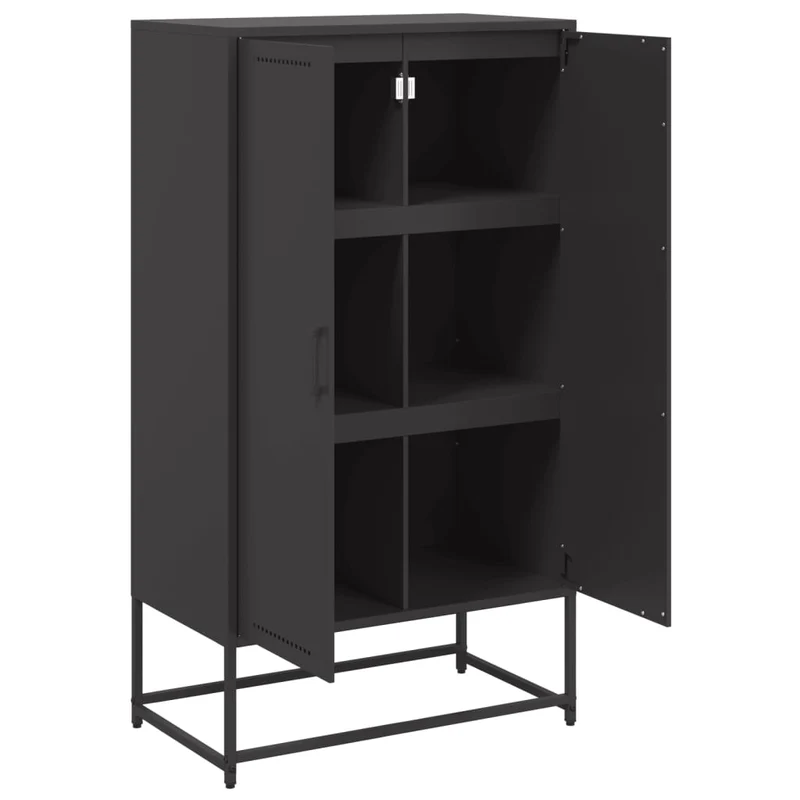 Buffet bahut commode armoire meuble de rangement organisateur cuisine salle de séjour salon haut 68,5 x 38,5 x 123,5 cm acier noir 02_0034958