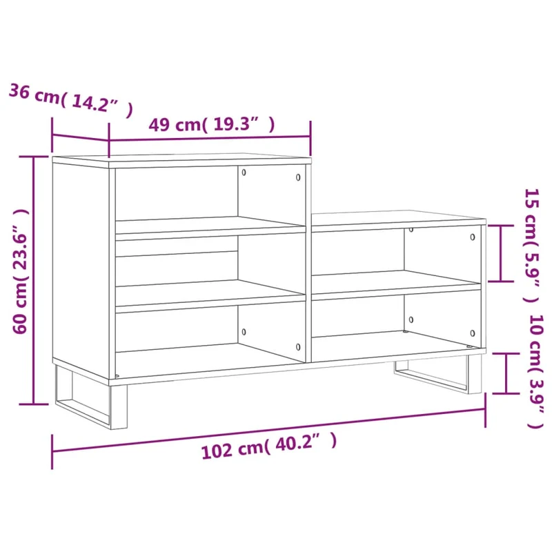 Armoire à chaussures range chaussures rangement meuble entrée couloir salon 102 x 36 x 60 cm bois d'ingénierie brun 02_0021617