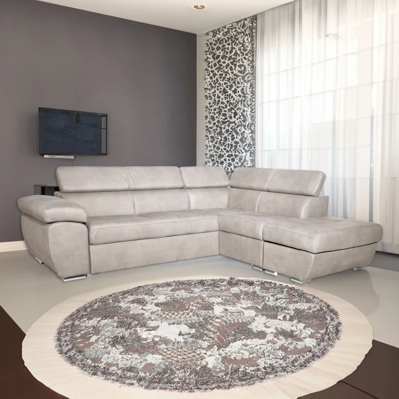 Divano letto angolare con penisola destra colore grigio chiaro 260 cm - Fiona