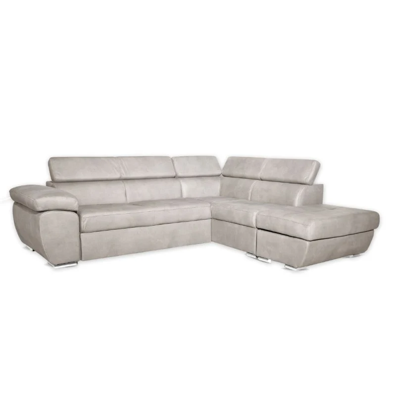 Divano letto angolare con penisola destra colore grigio chiaro 260 cm - Fiona