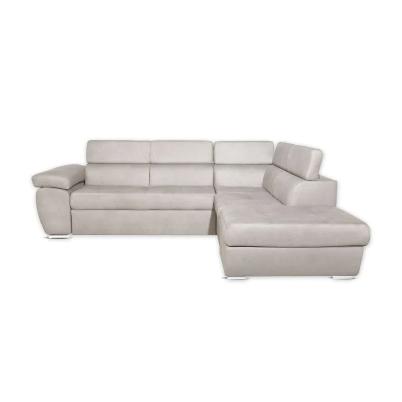 Divano letto angolare con penisola destra colore grigio chiaro 260 cm - Fiona