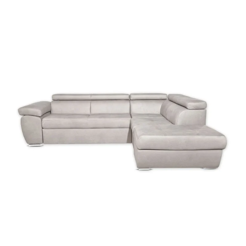 Divano letto angolare con penisola destra colore grigio chiaro 260 cm - Fiona