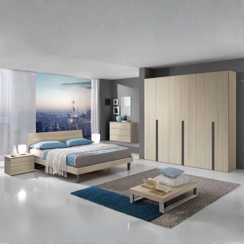 Camera da letto completa colore olmo con armadio 6 ante - Manitoba