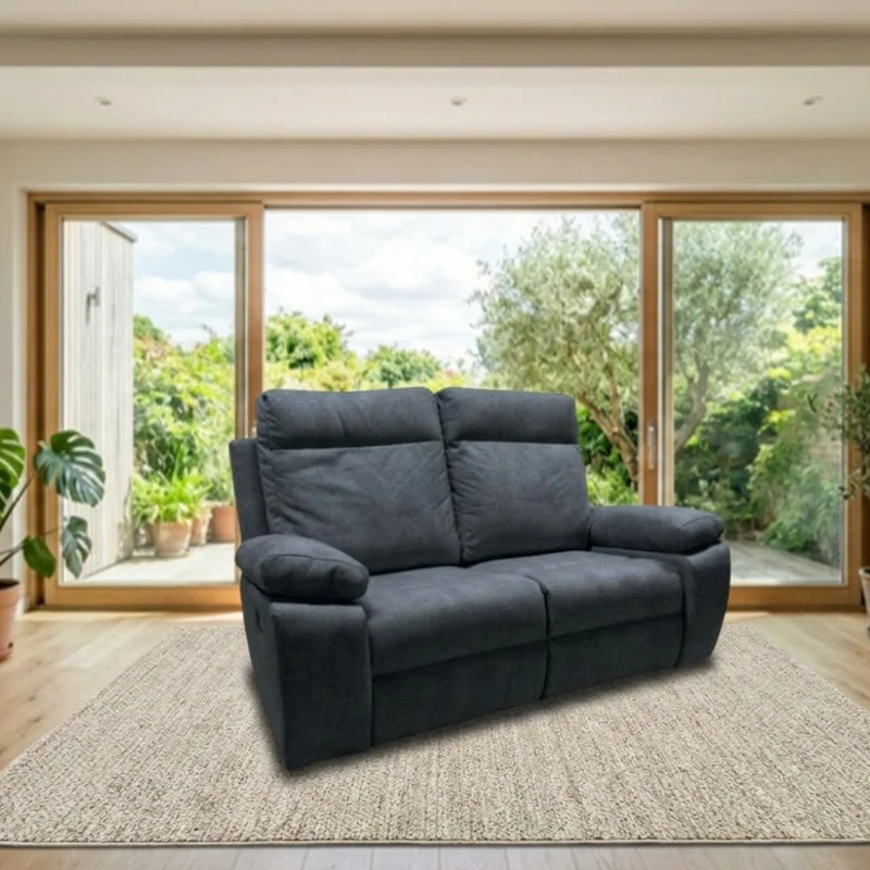 Divano 2 posti con 2 recliner manuali colore grigio - Milano