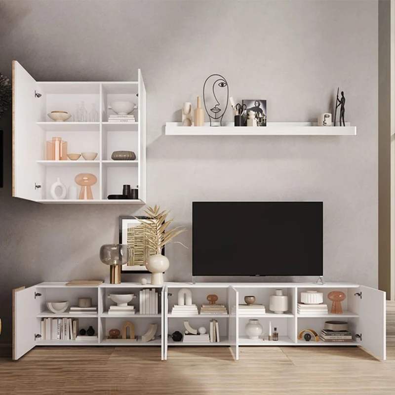 Parete attrezzata 301 cm colore bianco lucido e rovere Kadiz - Sabry