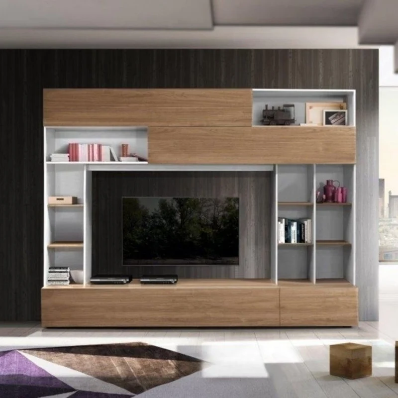 Parete attrezzata colore bianco e frontali olmo 277 cm - Boran